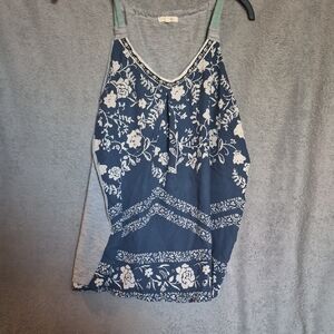 Maurices Navy and White Floral Tank Top
